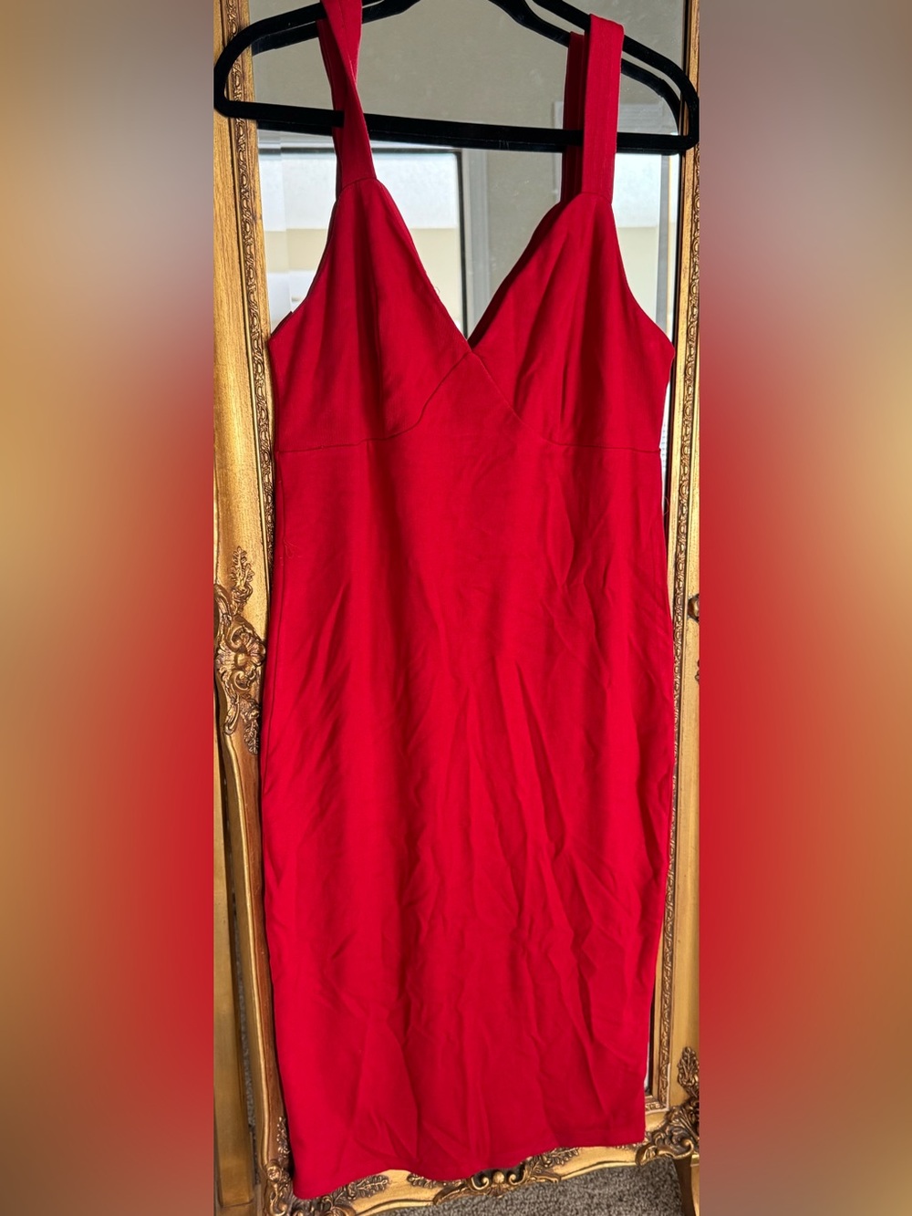 Eloquii Red V-Neck Sleeveless Women’s Ribbed Dress